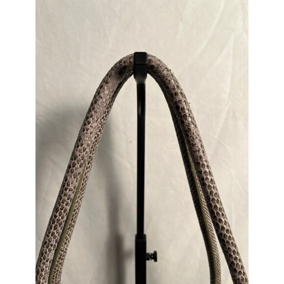 Charlie Lapson Taupe Snake Embossed Faux Leather Tote Shoulder Bag 17 Inch - Picture 4 of 8